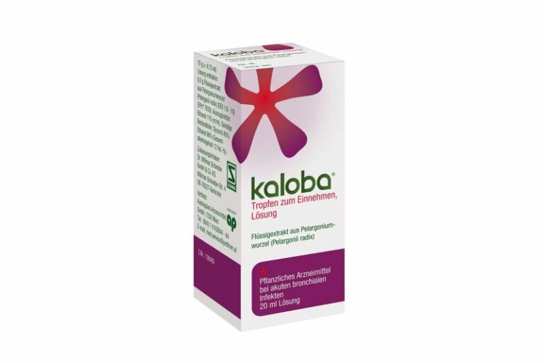 Kaloba Flüssigextrakt aus Pelargoniumwurzel in einer 20 ml Flasche für die Behandlung von bronchialen Infektionen.